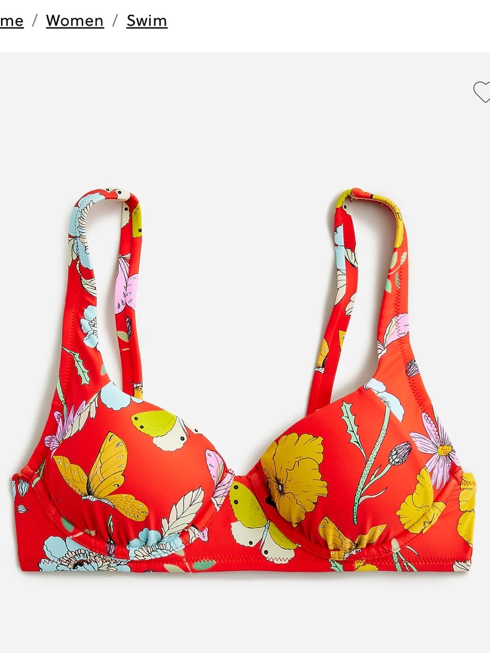 NWT J. Crew X DAUPHINETTE Floral & Butterfly Underwire Bikini Top.